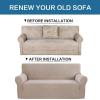 imageHVERSAILTEX Wing Chair Slipcover Chair Covers for Wingback Chairs Wingback Chair Covers Slipcovers 1 Piece Stretch Sofa Cover Furniture Protector Soft Spandex Jacquard Checked Pattern TaupeSand