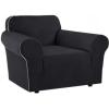 imageHVERSAILTEX Wing Chair Slipcover Chair Covers for Wingback Chairs Wingback Chair Covers Slipcovers 1 Piece Stretch Sofa Cover Furniture Protector Soft Spandex Jacquard Checked Pattern TaupeJet Black