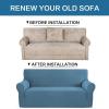 imageHVERSAILTEX Wing Chair Slipcover Chair Covers for Wingback Chairs Wingback Chair Covers Slipcovers 1 Piece Stretch Sofa Cover Furniture Protector Soft Spandex Jacquard Checked Pattern TaupeDusty Blue