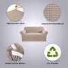 imageHVERSAILTEX Wing Chair Slipcover Chair Covers for Wingback Chairs Wingback Chair Covers Slipcovers 1 Piece Stretch Sofa Cover Furniture Protector Soft Spandex Jacquard Checked Pattern TaupeSand