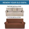 imageHVERSAILTEX Wing Chair Slipcover Chair Covers for Wingback Chairs Wingback Chair Covers Slipcovers 1 Piece Stretch Sofa Cover Furniture Protector Soft Spandex Jacquard Checked Pattern TaupeCaramel