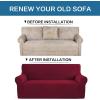 imageHVERSAILTEX Wing Chair Slipcover Chair Covers for Wingback Chairs Wingback Chair Covers Slipcovers 1 Piece Stretch Sofa Cover Furniture Protector Soft Spandex Jacquard Checked Pattern ChocolateWineBurgundy