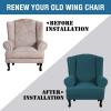 imageHVERSAILTEX Wing Chair Slipcover Chair Covers for Wingback Chairs Wingback Chair Covers Slipcovers 1 Piece Stretch Sofa Cover Furniture Protector Soft Spandex Jacquard Checked Pattern TaupeDeep Teal