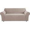 imageHVERSAILTEX Wing Chair Slipcover Chair Covers for Wingback Chairs Wingback Chair Covers Slipcovers 1 Piece Stretch Sofa Cover Furniture Protector Soft Spandex Jacquard Checked Pattern TaupeSand