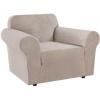 imageHVERSAILTEX Wing Chair Slipcover Chair Covers for Wingback Chairs Wingback Chair Covers Slipcovers 1 Piece Stretch Sofa Cover Furniture Protector Soft Spandex Jacquard Checked Pattern TaupeSand