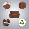 imageHVERSAILTEX Wing Chair Slipcover Chair Covers for Wingback Chairs Wingback Chair Covers Slipcovers 1 Piece Stretch Sofa Cover Furniture Protector Soft Spandex Jacquard Checked Pattern TaupeCaramel
