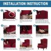 imageHVERSAILTEX Wing Chair Slipcover Chair Covers for Wingback Chairs Wingback Chair Covers Slipcovers 1 Piece Stretch Sofa Cover Furniture Protector Soft Spandex Jacquard Checked Pattern ChocolateWineBurgundy