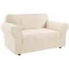 imageHVERSAILTEX Wing Chair Slipcover Chair Covers for Wingback Chairs Wingback Chair Covers Slipcovers 1 Piece Stretch Sofa Cover Furniture Protector Soft Spandex Jacquard Checked Pattern TaupeNatural