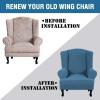 imageHVERSAILTEX Wing Chair Slipcover Chair Covers for Wingback Chairs Wingback Chair Covers Slipcovers 1 Piece Stretch Sofa Cover Furniture Protector Soft Spandex Jacquard Checked Pattern TaupeDusty Blue