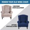 imageHVERSAILTEX Wing Chair Slipcover Chair Covers for Wingback Chairs Wingback Chair Covers Slipcovers 1 Piece Stretch Sofa Cover Furniture Protector Soft Spandex Jacquard Checked Pattern TaupeNavy