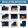 imageHVERSAILTEX Wing Chair Slipcover Chair Covers for Wingback Chairs Wingback Chair Covers Slipcovers 1 Piece Stretch Sofa Cover Furniture Protector Soft Spandex Jacquard Checked Pattern TaupeNavy