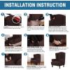 imageHVERSAILTEX Wing Chair Slipcover Chair Covers for Wingback Chairs Wingback Chair Covers Slipcovers 1 Piece Stretch Sofa Cover Furniture Protector Soft Spandex Jacquard Checked Pattern TaupeChocolate