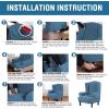 imageHVERSAILTEX Wing Chair Slipcover Chair Covers for Wingback Chairs Wingback Chair Covers Slipcovers 1 Piece Stretch Sofa Cover Furniture Protector Soft Spandex Jacquard Checked Pattern TaupeDusty Blue