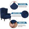 imageHVERSAILTEX Wing Chair Slipcover Chair Covers for Wingback Chairs Wingback Chair Covers Slipcovers 1 Piece Stretch Sofa Cover Furniture Protector Soft Spandex Jacquard Checked Pattern TaupeNavy