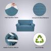 imageHVERSAILTEX Wing Chair Slipcover Chair Covers for Wingback Chairs Wingback Chair Covers Slipcovers 1 Piece Stretch Sofa Cover Furniture Protector Soft Spandex Jacquard Checked Pattern TaupeDusty Blue
