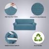 imageHVERSAILTEX Wing Chair Slipcover Chair Covers for Wingback Chairs Wingback Chair Covers Slipcovers 1 Piece Stretch Sofa Cover Furniture Protector Soft Spandex Jacquard Checked Pattern ChocolateStorm Blue