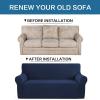 imageHVERSAILTEX Wing Chair Slipcover Chair Covers for Wingback Chairs Wingback Chair Covers Slipcovers 1 Piece Stretch Sofa Cover Furniture Protector Soft Spandex Jacquard Checked Pattern TaupeNavy