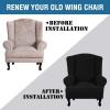 imageHVERSAILTEX Wing Chair Slipcover Chair Covers for Wingback Chairs Wingback Chair Covers Slipcovers 1 Piece Stretch Sofa Cover Furniture Protector Soft Spandex Jacquard Checked Pattern TaupeJet Black