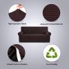imageHVERSAILTEX Wing Chair Slipcover Chair Covers for Wingback Chairs Wingback Chair Covers Slipcovers 1 Piece Stretch Sofa Cover Furniture Protector Soft Spandex Jacquard Checked Pattern TaupeChocolate