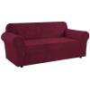 imageHVERSAILTEX Wing Chair Slipcover Chair Covers for Wingback Chairs Wingback Chair Covers Slipcovers 1 Piece Stretch Sofa Cover Furniture Protector Soft Spandex Jacquard Checked Pattern ChocolateWineBurgundy