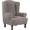 imageHVERSAILTEX Wing Chair Slipcover Chair Covers for Wingback Chairs Wingback Chair Covers Slipcovers 1 Piece Stretch Sofa Cover Furniture Protector Soft Spandex Jacquard Checked Pattern TaupeTaupe