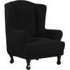 imageHVERSAILTEX Wing Chair Slipcover Chair Covers for Wingback Chairs Wingback Chair Covers Slipcovers 1 Piece Stretch Sofa Cover Furniture Protector Soft Spandex Jacquard Checked Pattern TaupeJet Black