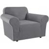 imageHVERSAILTEX Wing Chair Slipcover Chair Covers for Wingback Chairs Wingback Chair Covers Slipcovers 1 Piece Stretch Sofa Cover Furniture Protector Soft Spandex Jacquard Checked Pattern TaupeNeutral Gray