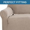 imageHVERSAILTEX Wing Chair Slipcover Chair Covers for Wingback Chairs Wingback Chair Covers Slipcovers 1 Piece Stretch Sofa Cover Furniture Protector Soft Spandex Jacquard Checked Pattern ChocolateSand
