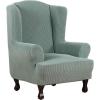 imageHVERSAILTEX Wing Chair Slipcover Chair Covers for Wingback Chairs Wingback Chair Covers Slipcovers 1 Piece Stretch Sofa Cover Furniture Protector Soft Spandex Jacquard Checked Pattern TaupeSage