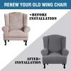 imageHVERSAILTEX Wing Chair Slipcover Chair Covers for Wingback Chairs Wingback Chair Covers Slipcovers 1 Piece Stretch Sofa Cover Furniture Protector Soft Spandex Jacquard Checked Pattern TaupeNeutral Gray