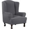 imageHVERSAILTEX Wing Chair Slipcover Chair Covers for Wingback Chairs Wingback Chair Covers Slipcovers 1 Piece Stretch Sofa Cover Furniture Protector Soft Spandex Jacquard Checked Pattern TaupeNeutral Gray