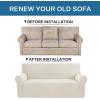 imageHVERSAILTEX Wing Chair Slipcover Chair Covers for Wingback Chairs Wingback Chair Covers Slipcovers 1 Piece Stretch Sofa Cover Furniture Protector Soft Spandex Jacquard Checked Pattern TaupeNatural