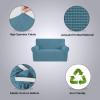 imageHVERSAILTEX Wing Chair Slipcover Chair Covers for Wingback Chairs Wingback Chair Covers Slipcovers 1 Piece Stretch Sofa Cover Furniture Protector Soft Spandex Jacquard Checked Pattern ChocolateStorm Blue