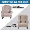 imageHVERSAILTEX Wing Chair Slipcover Chair Covers for Wingback Chairs Wingback Chair Covers Slipcovers 1 Piece Stretch Sofa Cover Furniture Protector Soft Spandex Jacquard Checked Pattern TaupeSand