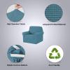 imageHVERSAILTEX Wing Chair Slipcover Chair Covers for Wingback Chairs Wingback Chair Covers Slipcovers 1 Piece Stretch Sofa Cover Furniture Protector Soft Spandex Jacquard Checked Pattern ChocolateStorm Blue
