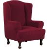 imageHVERSAILTEX Wing Chair Slipcover Chair Covers for Wingback Chairs Wingback Chair Covers Slipcovers 1 Piece Stretch Sofa Cover Furniture Protector Soft Spandex Jacquard Checked Pattern ChocolateWineBurgundy