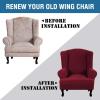 imageHVERSAILTEX Wing Chair Slipcover Chair Covers for Wingback Chairs Wingback Chair Covers Slipcovers 1 Piece Stretch Sofa Cover Furniture Protector Soft Spandex Jacquard Checked Pattern ChocolateWineBurgundy