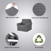imageHVERSAILTEX Wing Chair Slipcover Chair Covers for Wingback Chairs Wingback Chair Covers Slipcovers 1 Piece Stretch Sofa Cover Furniture Protector Soft Spandex Jacquard Checked Pattern TaupeNeutral Gray