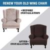 imageHVERSAILTEX Wing Chair Slipcover Chair Covers for Wingback Chairs Wingback Chair Covers Slipcovers 1 Piece Stretch Sofa Cover Furniture Protector Soft Spandex Jacquard Checked Pattern TaupeChocolate