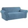 imageHVERSAILTEX Wing Chair Slipcover Chair Covers for Wingback Chairs Wingback Chair Covers Slipcovers 1 Piece Stretch Sofa Cover Furniture Protector Soft Spandex Jacquard Checked Pattern TaupeDusty Blue