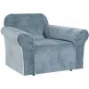 imageHVERSAILTEX Wingback Chair Covers Velvet Plush Wing Chair Slipcover 1 Piece High Stretch Wing Back Chair Slipcovers Sofa Cover Furniture Cover with Elastic Bottom CamelStone Blue