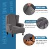 imageHVERSAILTEX Wingback Chair Covers Velvet Plush Wing Chair Slipcover 1 Piece High Stretch Wing Back Chair Slipcovers Sofa Cover Furniture Cover with Elastic Bottom CamelCharcoal Gray
