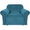 imageHVERSAILTEX Wingback Chair Covers Velvet Plush Wing Chair Slipcover 1 Piece High Stretch Wing Back Chair Slipcovers Sofa Cover Furniture Cover with Elastic Bottom CamelPeacock Blue