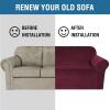 imageHVERSAILTEX Wingback Chair Covers Velvet Plush Wing Chair Slipcover 1 Piece High Stretch Wing Back Chair Slipcovers Sofa Cover Furniture Cover with Elastic Bottom CamelWineBurgundy