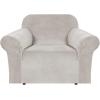 imageHVERSAILTEX Wingback Chair Covers Velvet Plush Wing Chair Slipcover 1 Piece High Stretch Wing Back Chair Slipcovers Sofa Cover Furniture Cover with Elastic Bottom CamelOatmeal