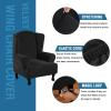 imageHVERSAILTEX Wingback Chair Covers Velvet Plush Wing Chair Slipcover 1 Piece High Stretch Wing Back Chair Slipcovers Sofa Cover Furniture Cover with Elastic Bottom CamelJet Black