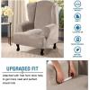 imageHVERSAILTEX Wingback Chair Covers Velvet Plush Wing Chair Slipcover 1 Piece High Stretch Wing Back Chair Slipcovers Sofa Cover Furniture Cover with Elastic Bottom CamelTaupe