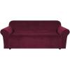imageHVERSAILTEX Wingback Chair Covers Velvet Plush Wing Chair Slipcover 1 Piece High Stretch Wing Back Chair Slipcovers Sofa Cover Furniture Cover with Elastic Bottom CamelWineBurgundy