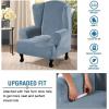 imageHVERSAILTEX Wingback Chair Covers Velvet Plush Wing Chair Slipcover 1 Piece High Stretch Wing Back Chair Slipcovers Sofa Cover Furniture Cover with Elastic Bottom CamelStone Blue