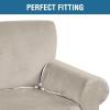imageHVERSAILTEX Wingback Chair Covers Velvet Plush Wing Chair Slipcover 1 Piece High Stretch Wing Back Chair Slipcovers Sofa Cover Furniture Cover with Elastic Bottom CamelFrench Oak